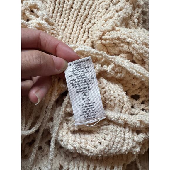 Free People Women’s Higher Love Crochet Open Knit Boho Sweater Cream Size XS - Picture 5 of 9